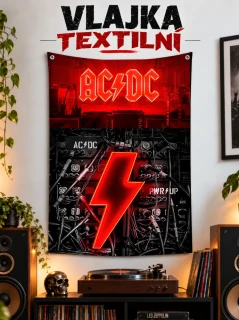 Textilní vlajka-ACDC PWR-UP