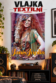 Textilní vlajka-Janis Joplin