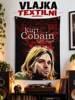 Textilní vlajka-Kurt Cobain